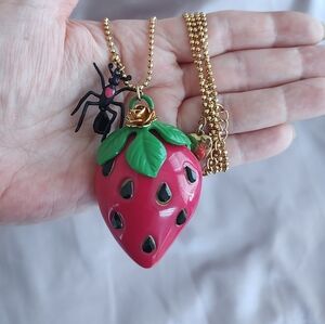 Vintage Betsey Johnson Strawberry Necklace